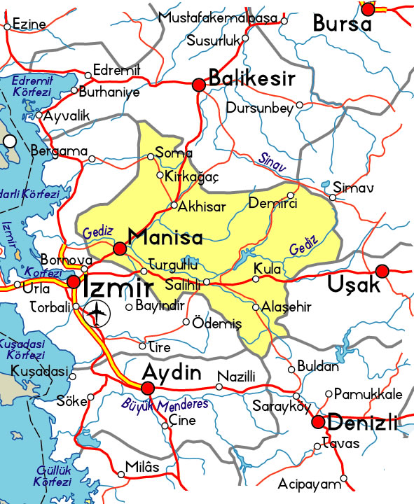 manisa kara yolu haritasi