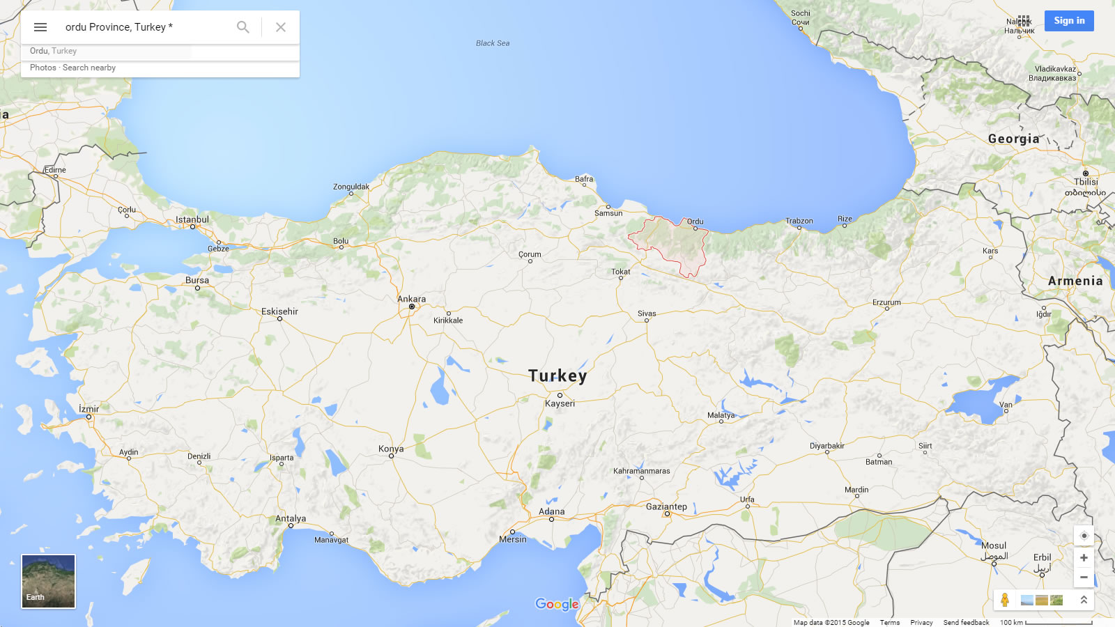 ordu haritasi turkiye
