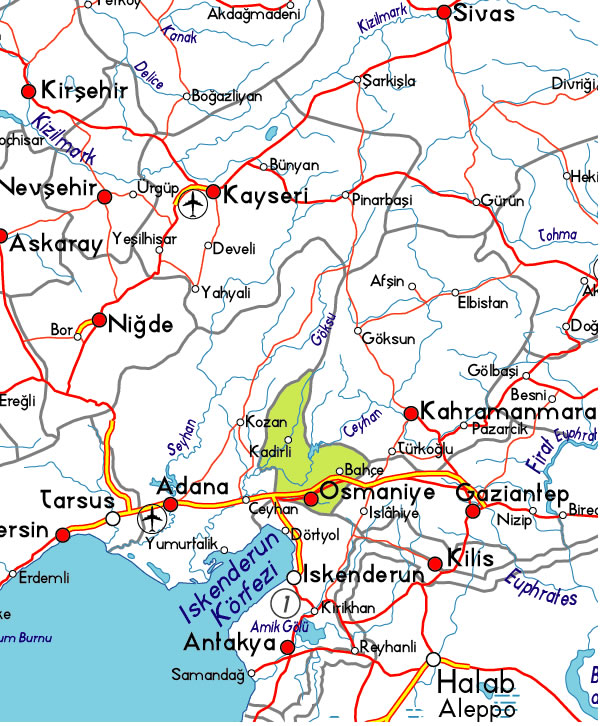 osmaniye kara yolu haritasi