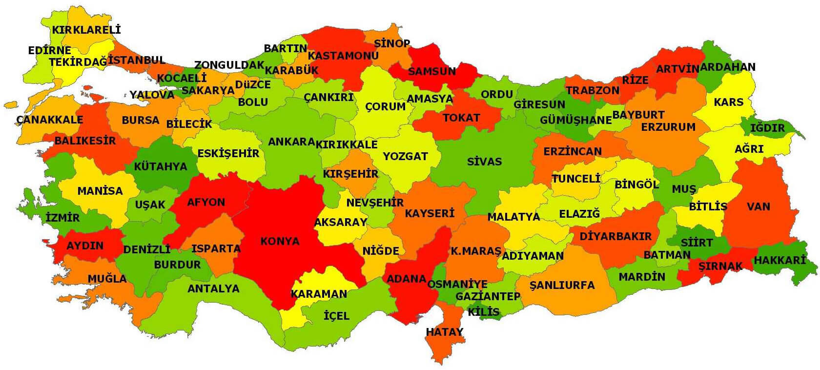 renkli turkiye haritasi