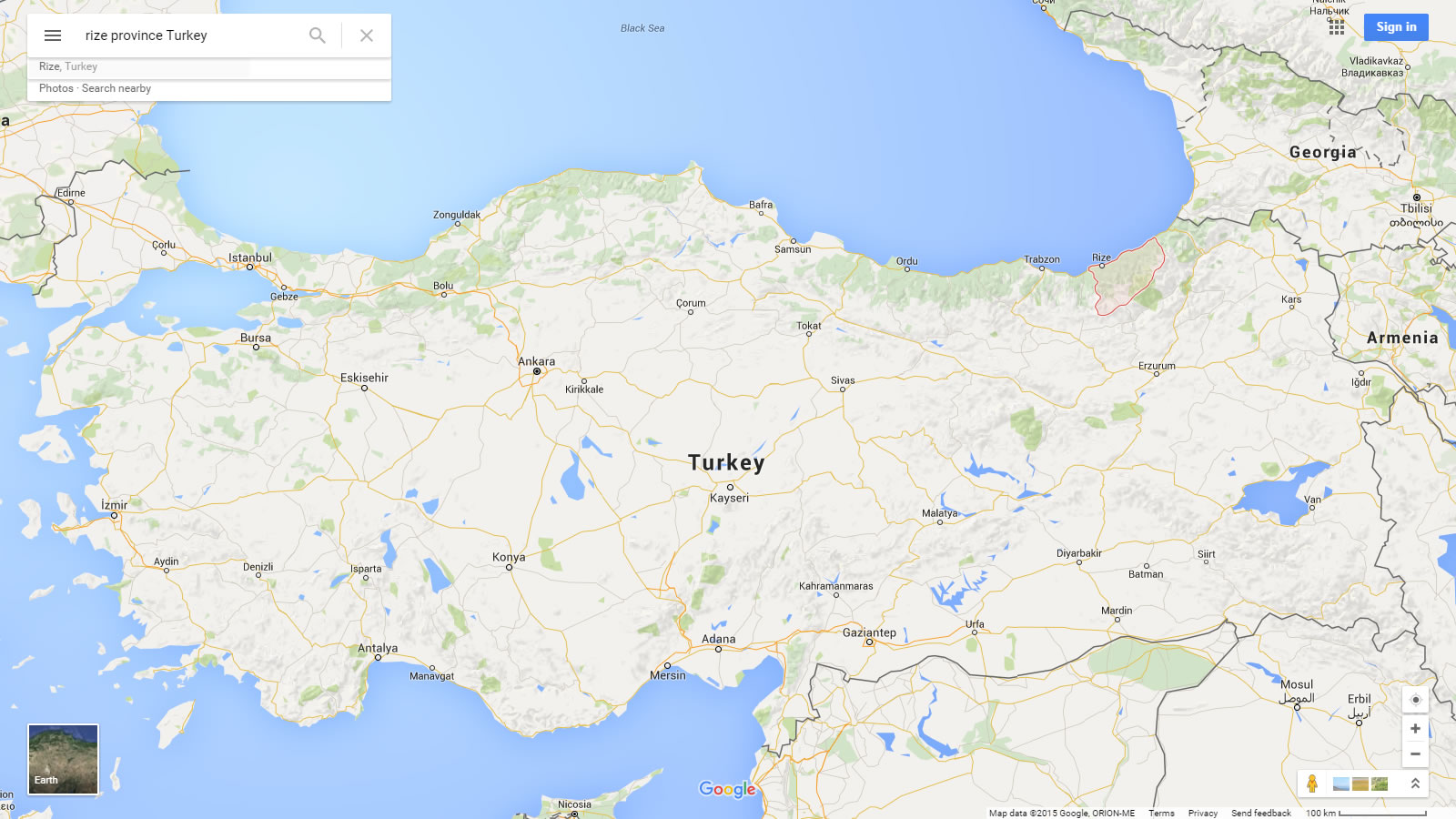 rize haritasi turkiye