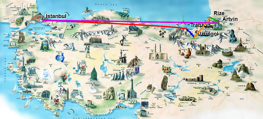 rize turkiye tarihi yerler haritasi