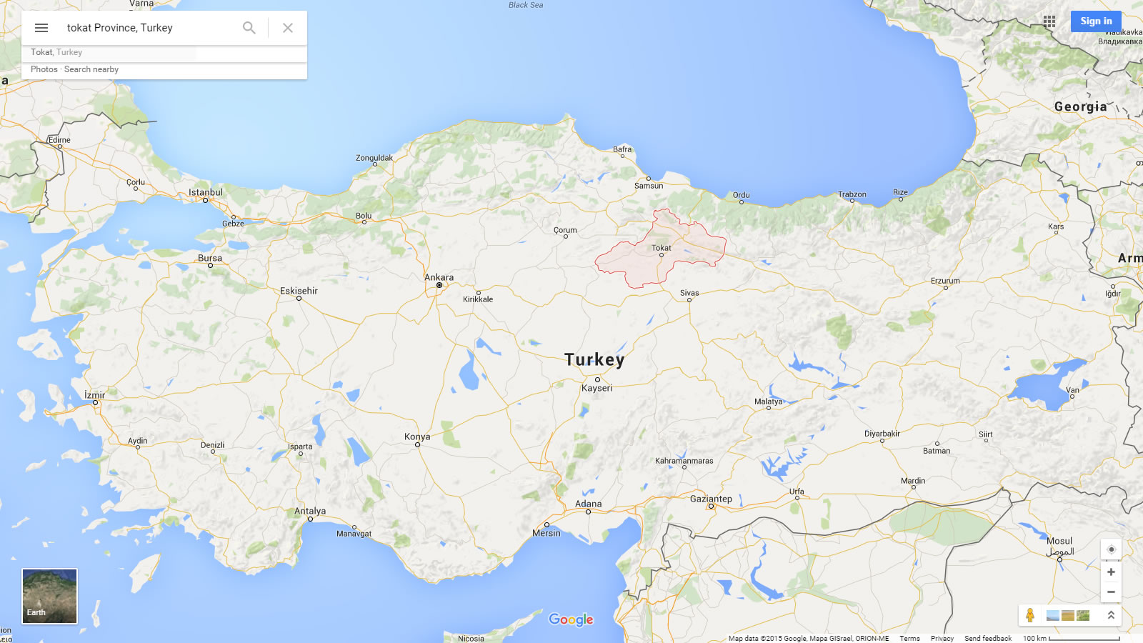 tokat haritasi turkiye