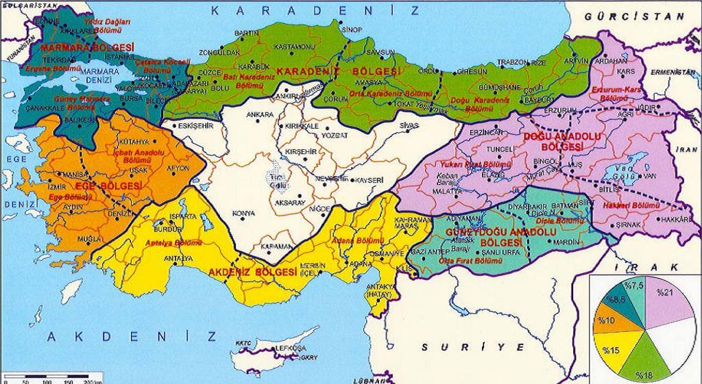 Türkiye Bölgeler Yüzölcüm Haritası