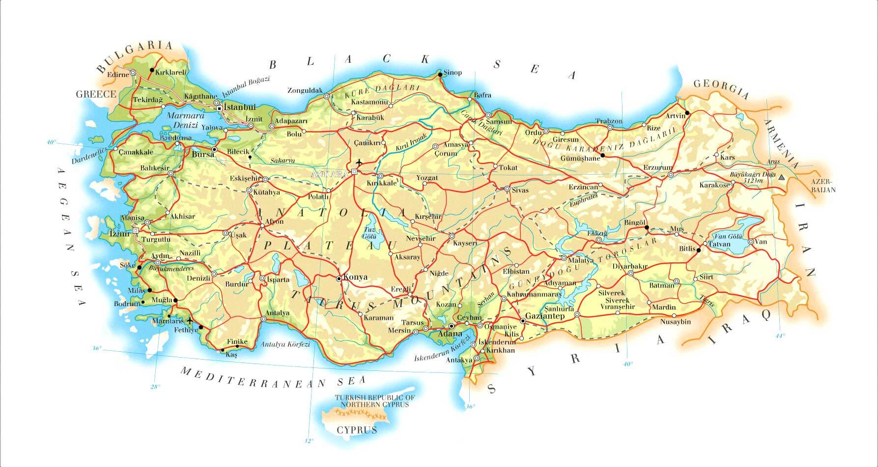 turkiye haritasi ingilizce