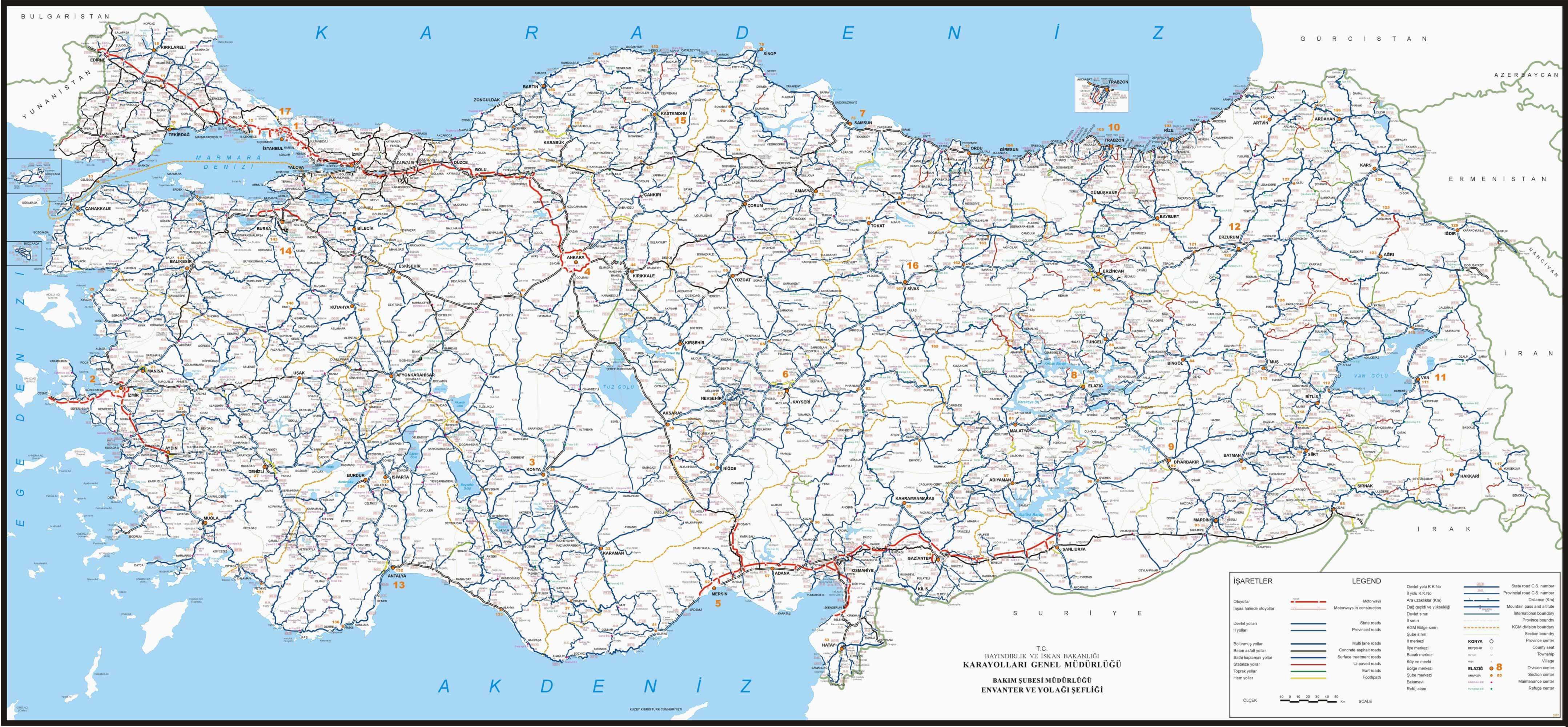 turkiye karayollari haritasi