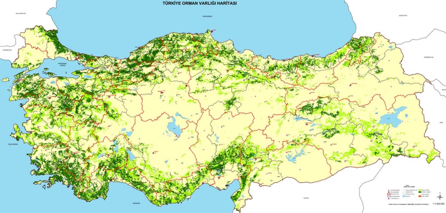 turkiye ormanlari haritasi