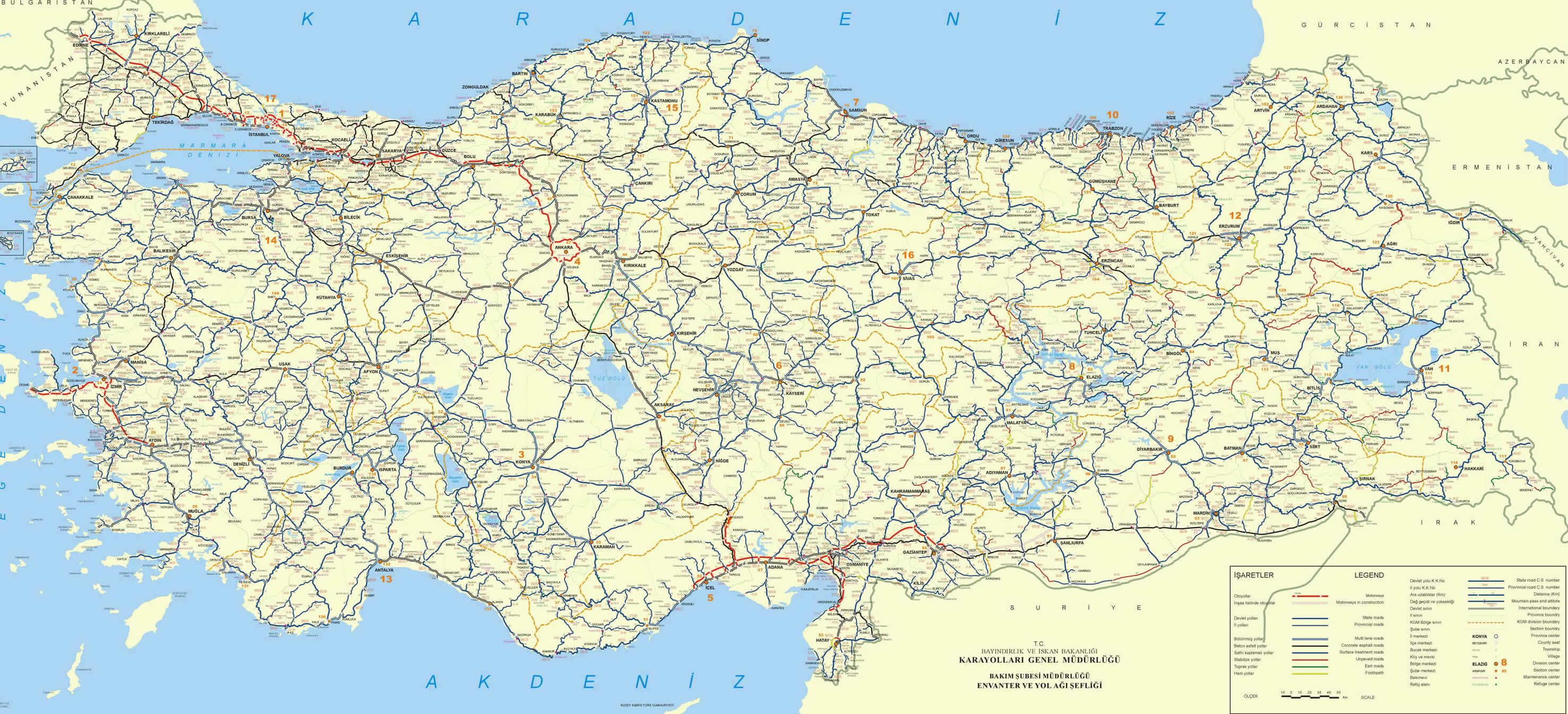 turkiye otoyollar haritasi