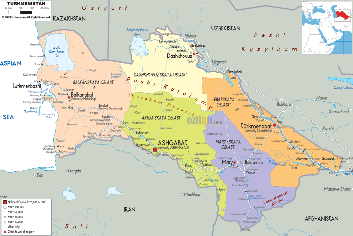 siyasi haritasi turkmenistan