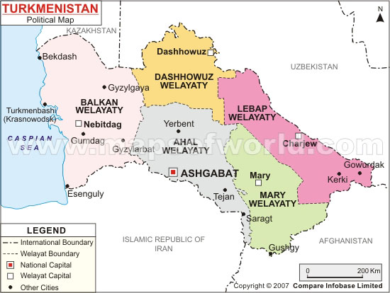 turkmenistan siyasi haritasi