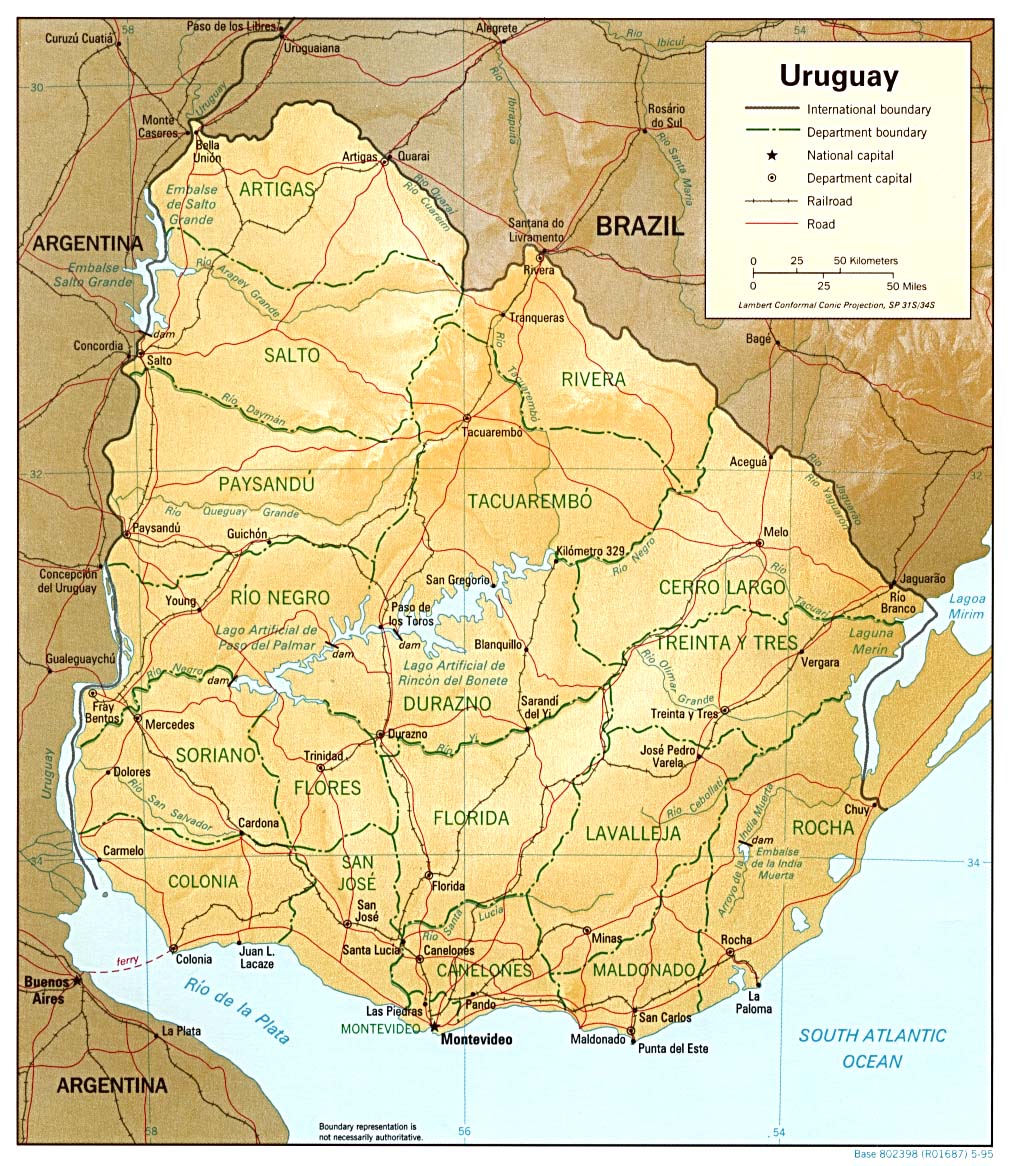 uruguay golgeli kabartma haritasi 1995