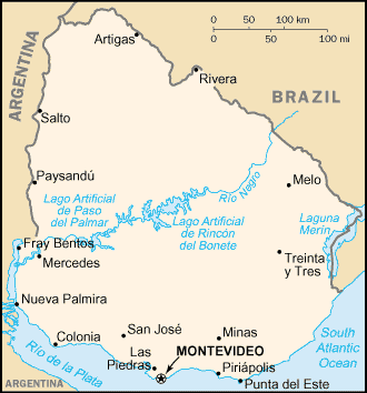 uruguay sehirler kucuk olcek haritasi