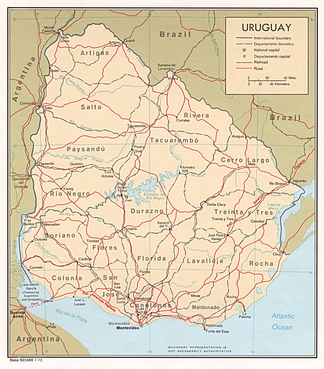 uruguay siyasi haritasi 1973