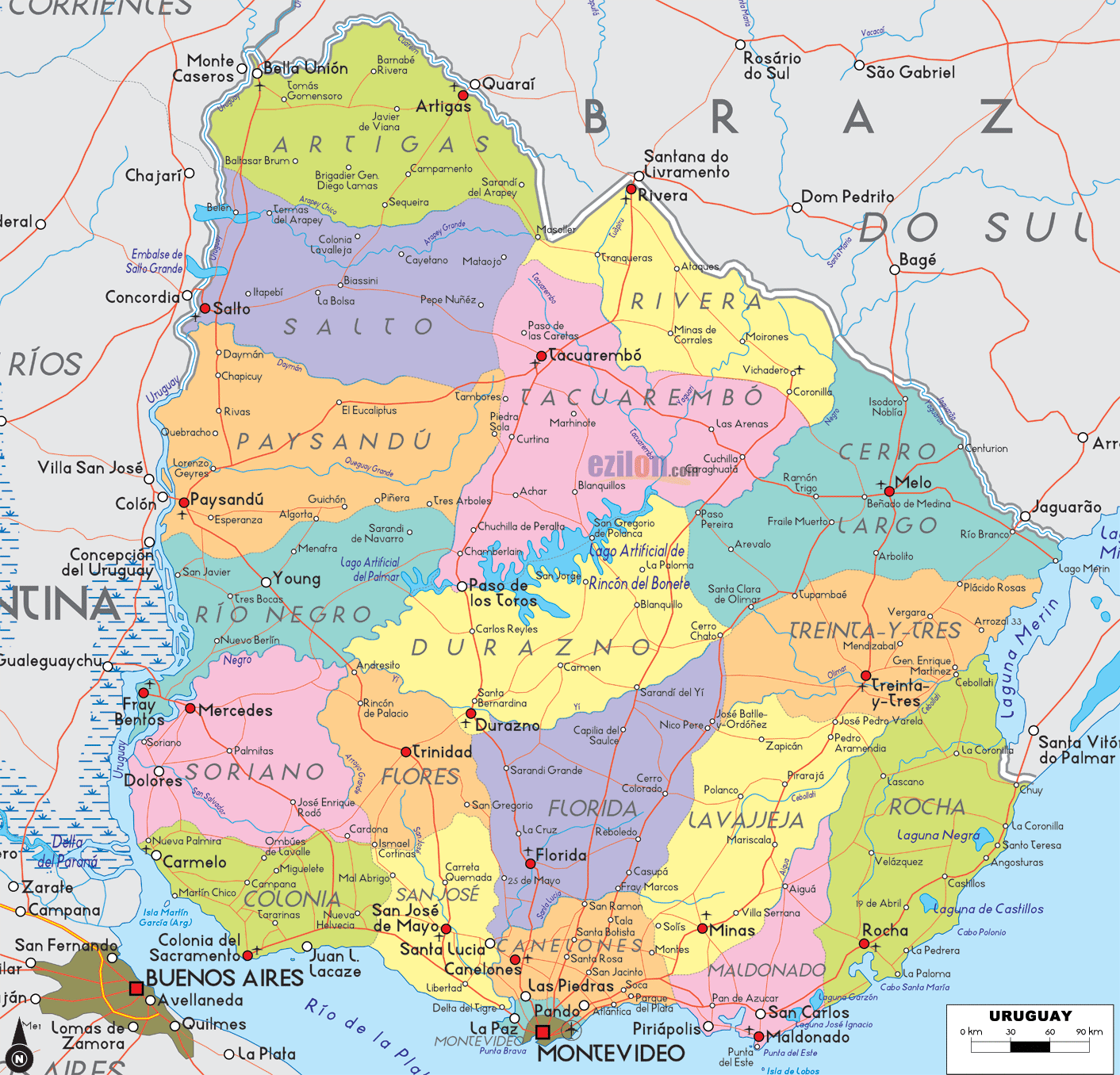vilayetler haritasi uruguay
