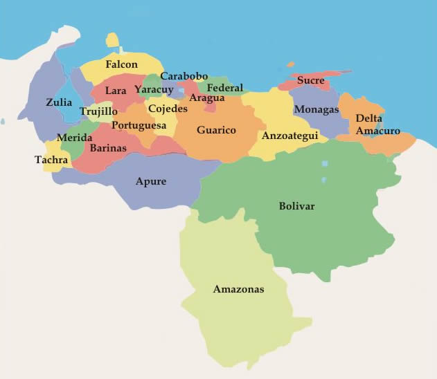 venezuela eylaetler haritasi