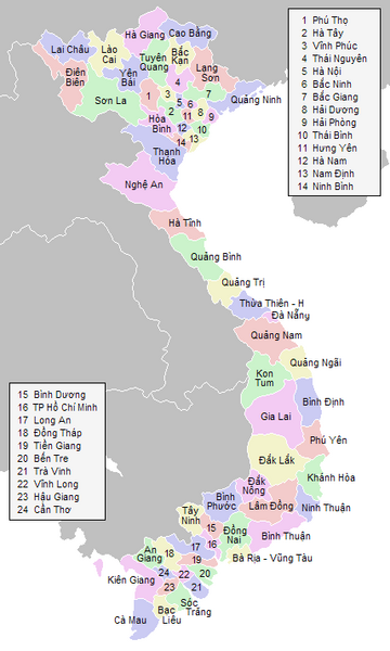 vilayetler haritasi vietnam