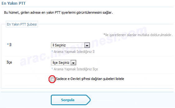 E-Devlet Şifresi Alınabilen PTT Şubeleri