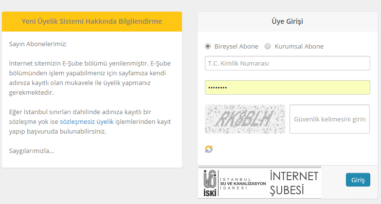 iski abonelik üye girişi