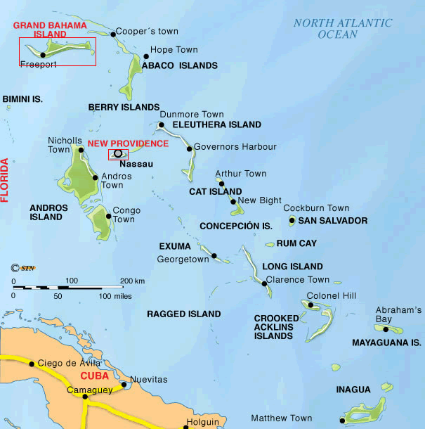 Bahamalar karayolları, uydu haritası