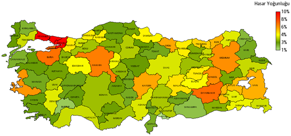 2012 turkiye kaza poliçe haritası