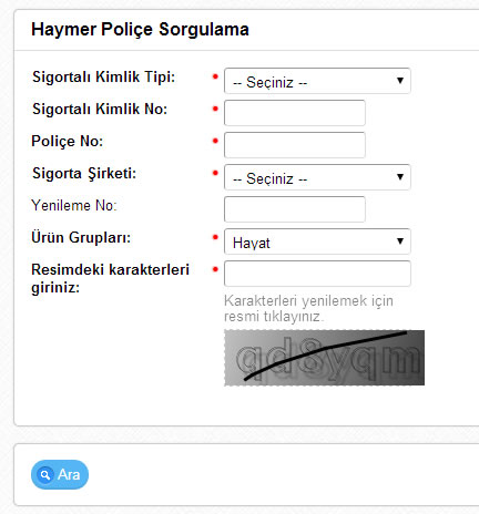 Haymer Poliçe Sorgulama