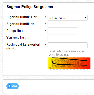 Seyahat Sağlık Poliçesi (SAGMER) Sorgulama