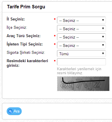 Trafik Sigortası Prim Sorgulama