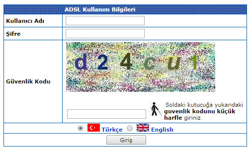 ADSL Kota Sorgulama