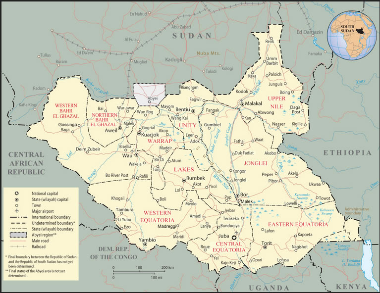 Güney Sudan Haritası