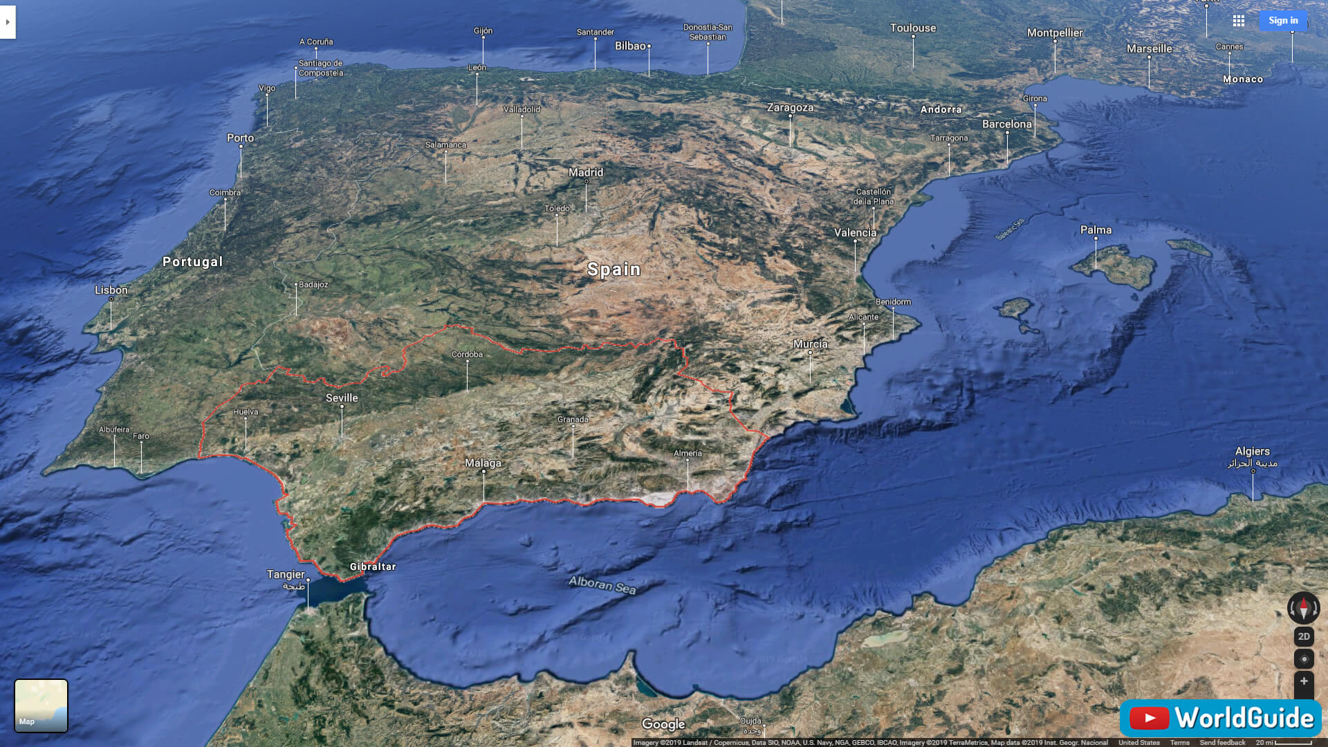 Endülüs İspanya Fiziki Haritası